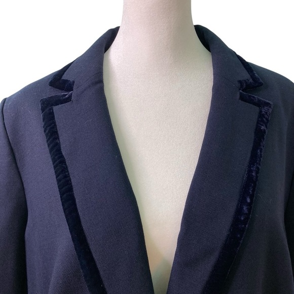 RSVP by Talbots Velvet Trimmed Wool Blend One Button Navy Blazer (Size 16P) - Picture 5 of 13